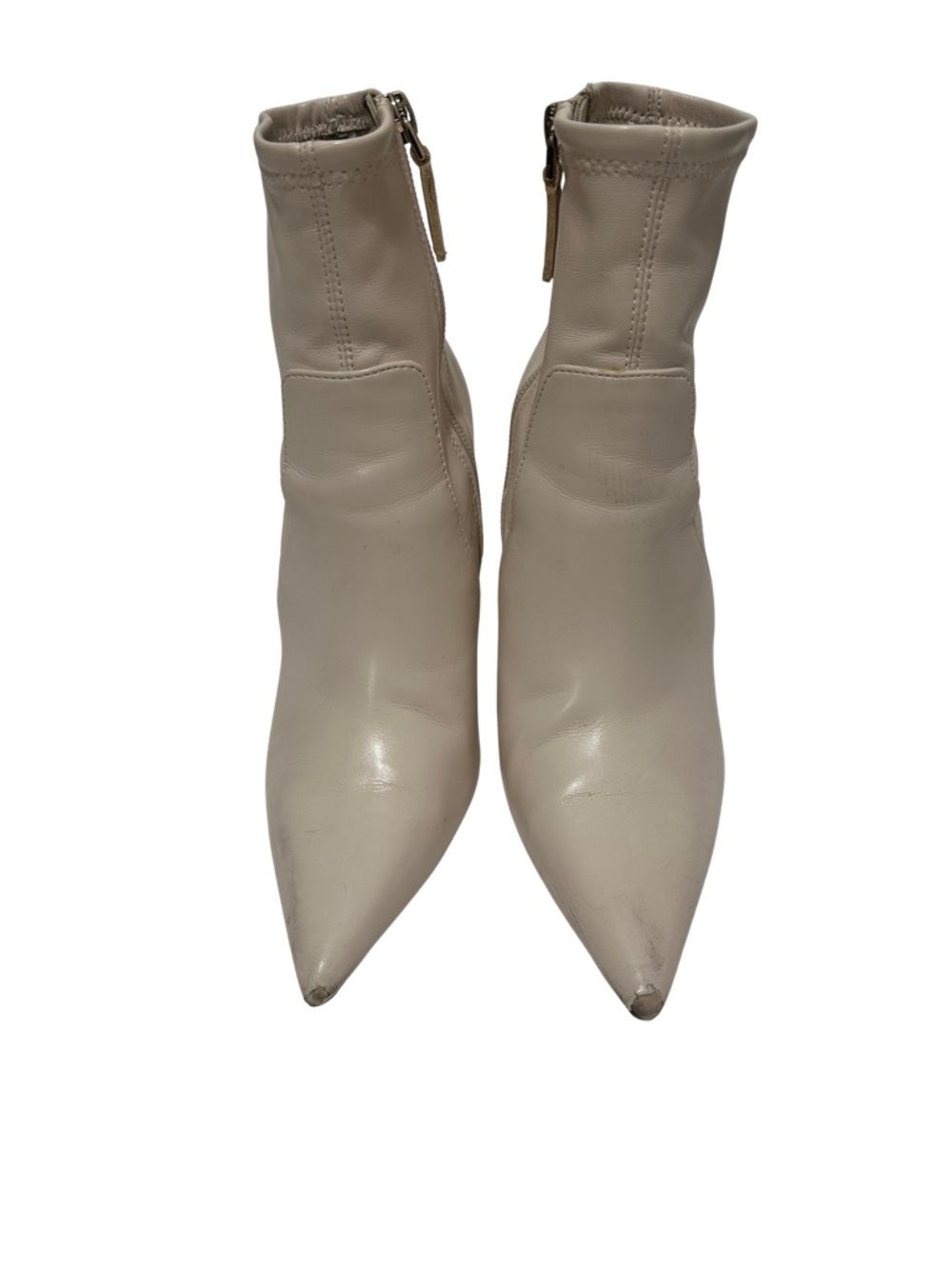 Zara Pointed Toe Ankle Booties - Cream